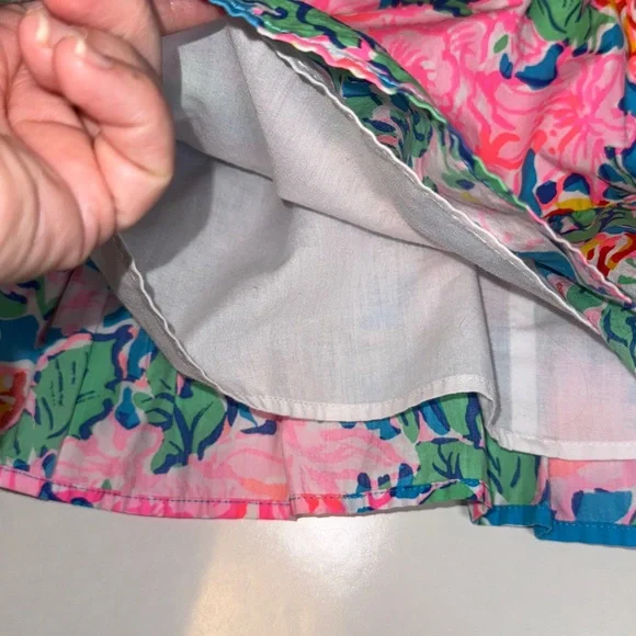 Lilly Pulitzer Ruffle Vibrant Floral Dress in Blue and Pink Size 8 Summer Beach - Picture 5 of 10